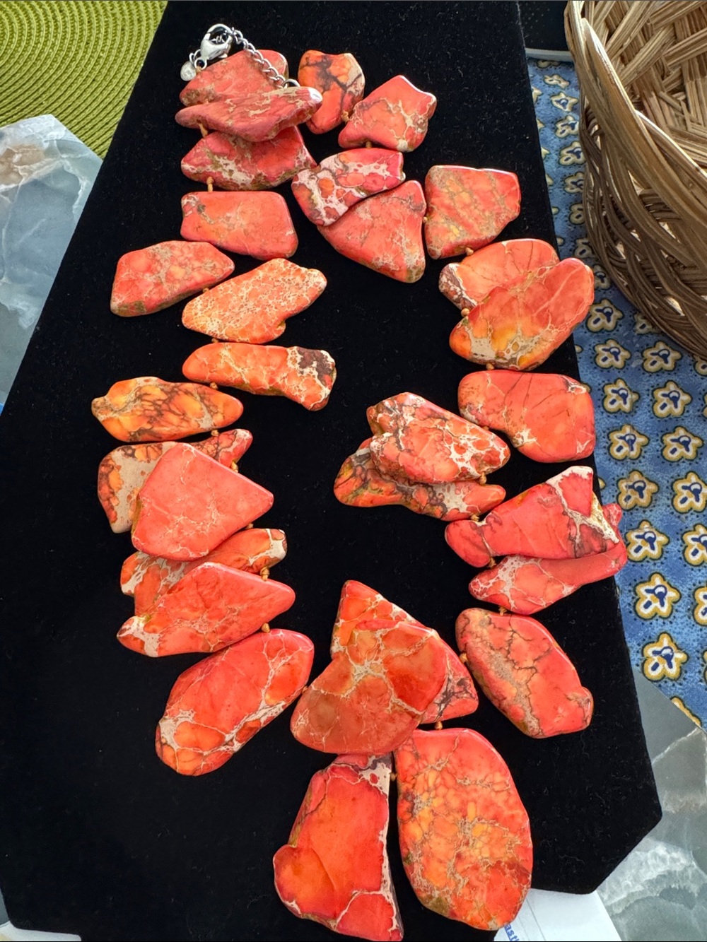 Bold Orange Stone Statement Necklace